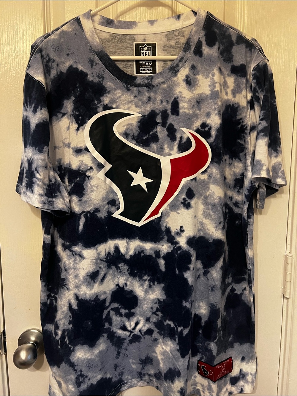 NFL Team Apparel Houston Texans Blue White Tie-Dye Graphic T-Shirt, Size XL